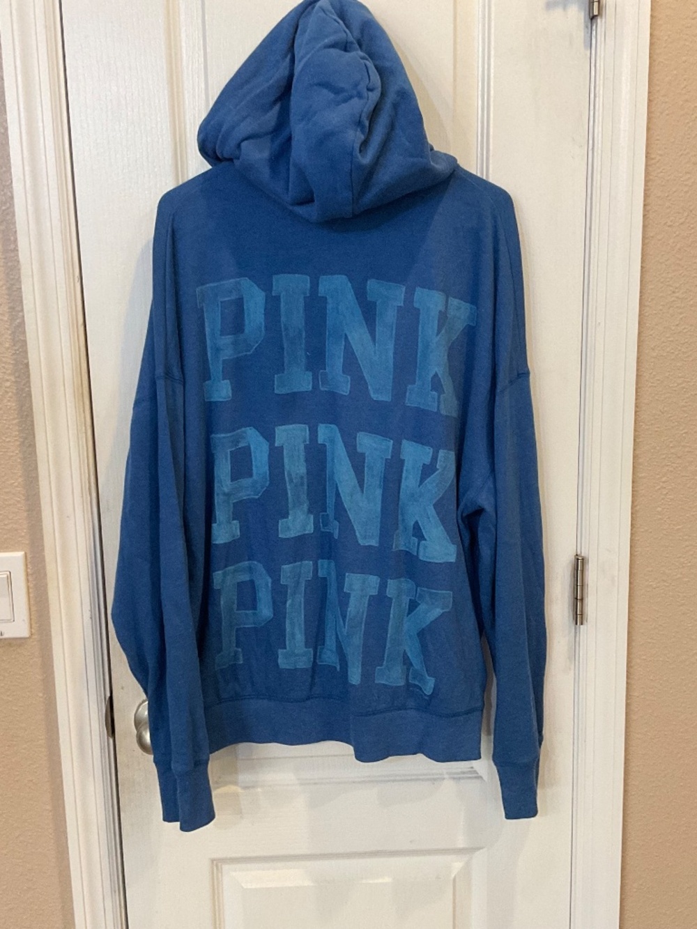 Victoria’s Secret Love Pink Royal Blue Zip Hoodie Sweatshirt - Large - Excellent